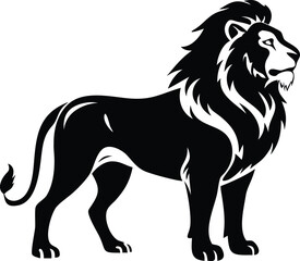 Silhouette of a Majestic Lion in Profile with Transparent Background, Wild Animal