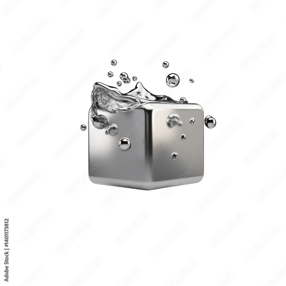 Aufkleber liquid abstract cube with metallic water splash design captivates with unique visual appeal