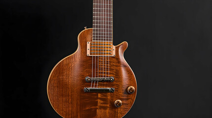 Fototapeta premium Closeup View Of Wooden Electric Guitar