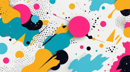 Abstract pop art color paint splash pattern background. Memphis geometry background