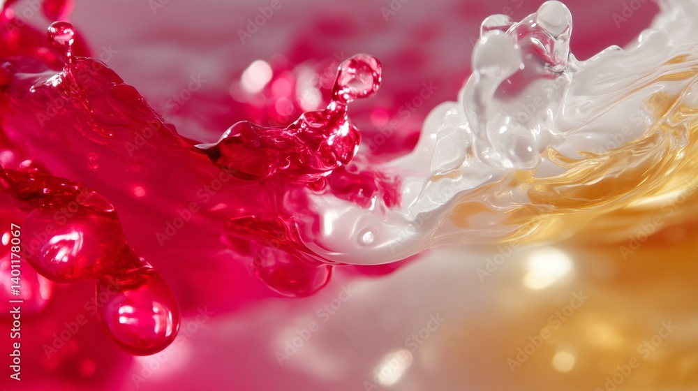 Poster colorful water splashes create dynamic textures in a close-up view during a vibrant still-life arran