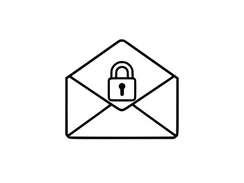 A white envelope sealed with a lock icon