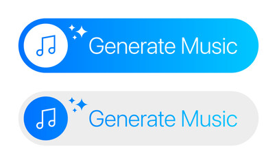 Fototapeta premium Ai generate music button. Artificial intelligence generate music audio ui button. Vector illustration of button with generate music text and Ai music symbol icon. 