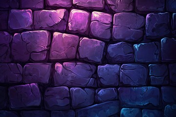 Fototapeta premium A detailed illustration of a purple and blue stone wall.
