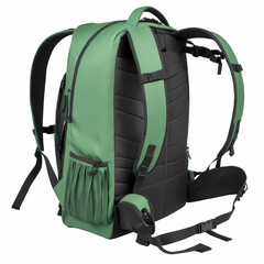 Green backpack open isolated  