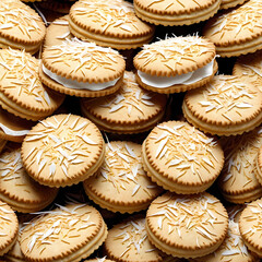 Pile biscuit with coconut isolated  