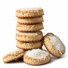 Pile biscuit with coconut isolated  