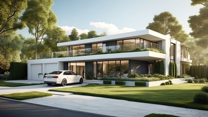 arafed house with a car parked in front of it