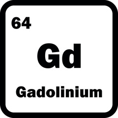 Gadolinium chemical element icon isolated on white background . Gadolinium icon vector