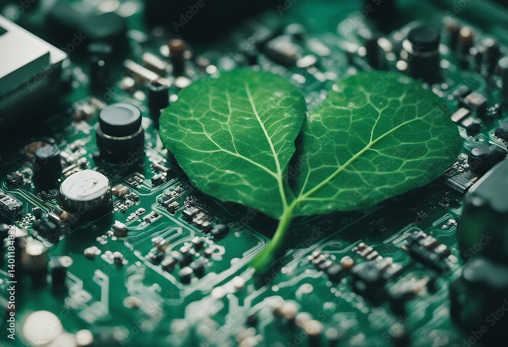 Poster it computing ethics green circuit csr computer shape heart leaf board digital electrical design hard