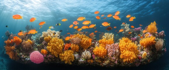 Vibrant coral reef teeming with life