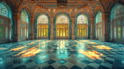 Obraz premium Sunlit Palace Hall: A Majestic Interior