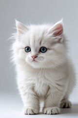 Pure White Kitten Sitting Calmly – Minimalist Pet Portrait


