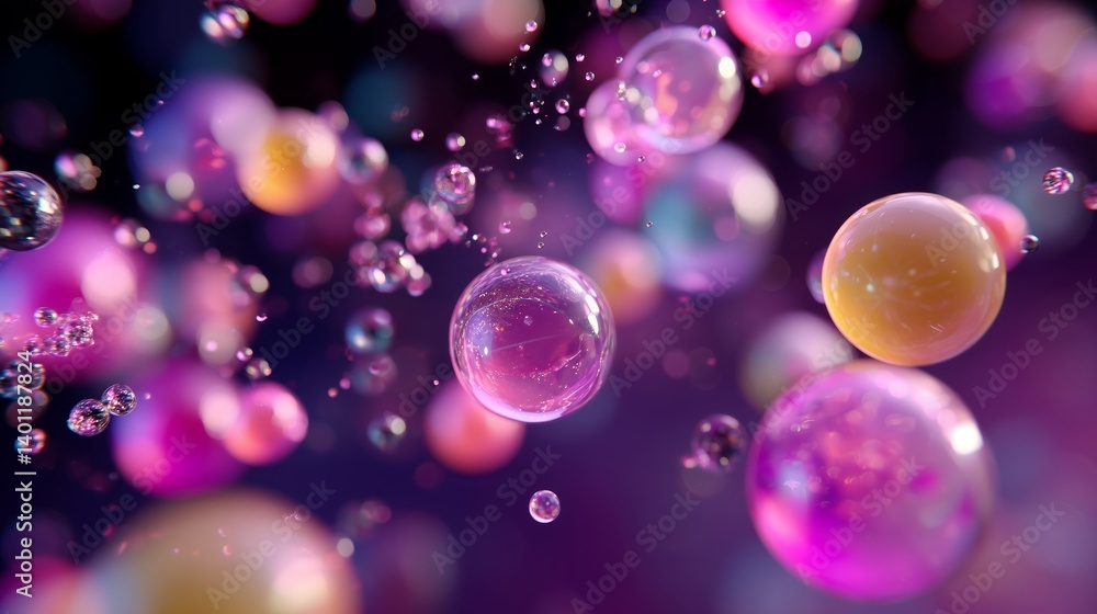 Poster colorful floating bubbles in an abstract space creating a mesmerizing visual experience