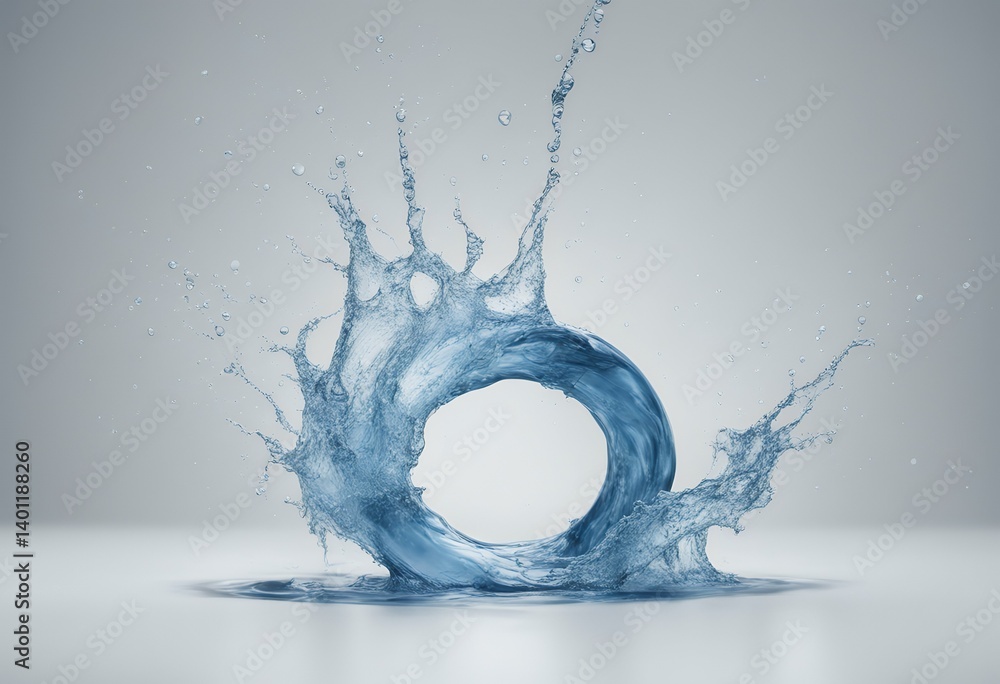 Poster water background splash white isolated 3d twisted shape rendering flow cosmetic three-dimensional cl
