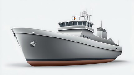 Naklejka premium Gray military vessel on white background
