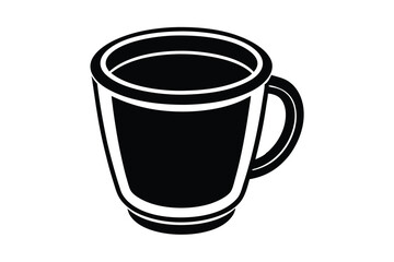 Minimalist Black and White Coffee Mug Illustration with Strong Geometric Lines