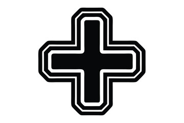 Fototapeta premium Black and White Cross Symbol with Octagonal Layers on a White Background