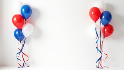 Blue red and white balloons, the concept of Independence Day, the colors of the American flag.