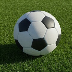 Fototapeta premium soccer ball on green grass 