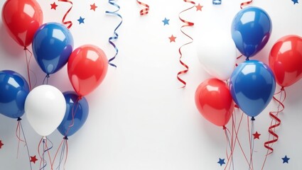 Blue red and white balloons, the concept of Independence Day, the colors of the American flag.