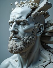 Bearded statue with sculpted elegance