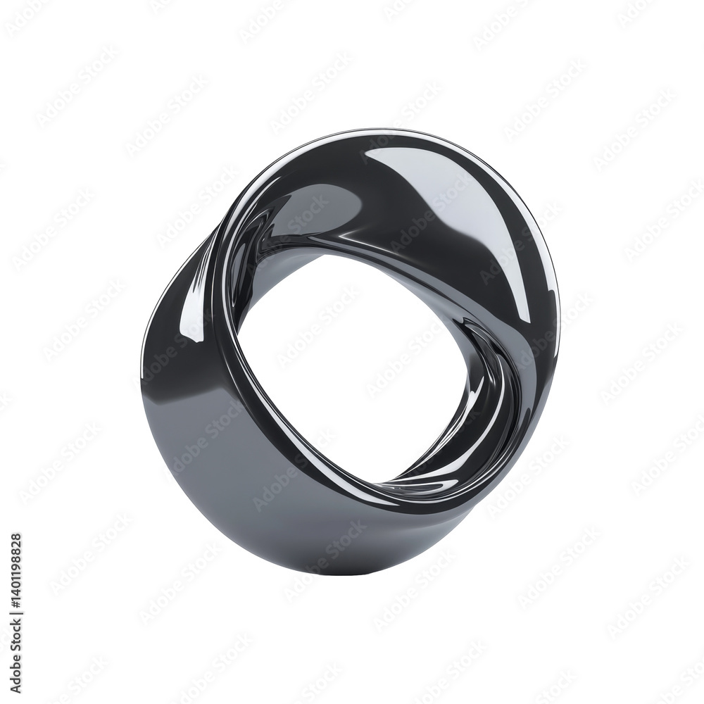 Poster abstract smooth shapes with elegant twisting form and metallic finish