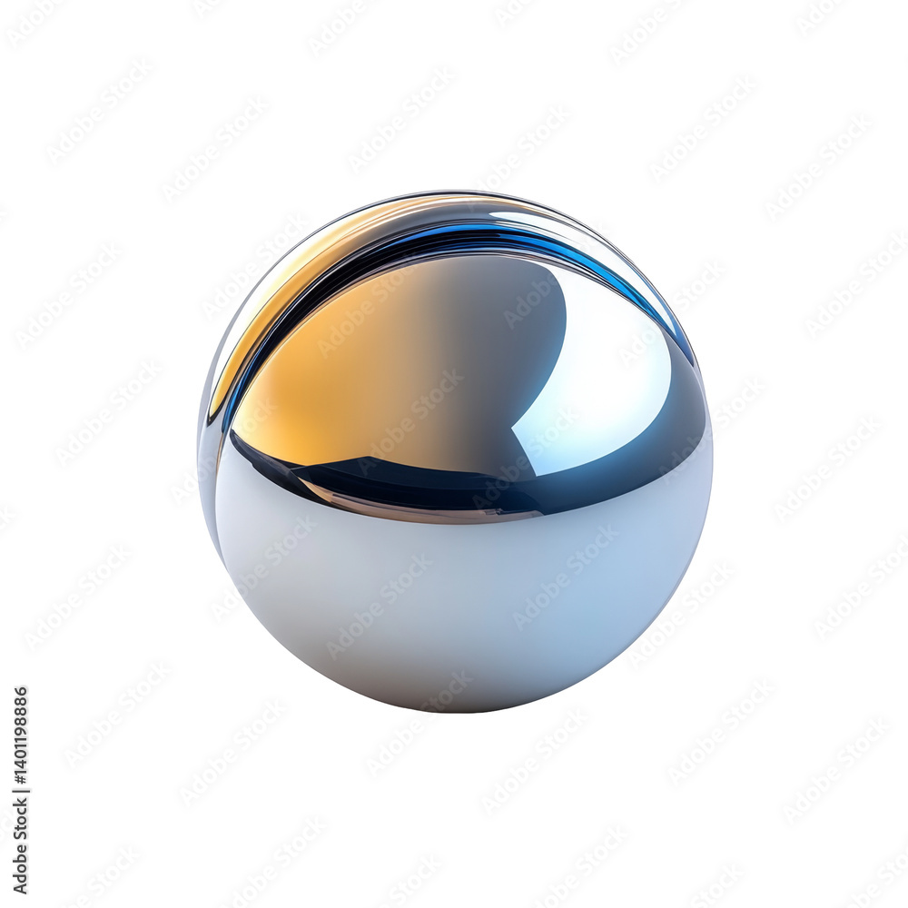 Aufkleber abstract smooth shapes with metallic sphere reflecting light and color