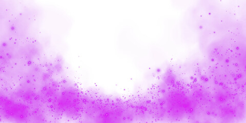 Magic purple smoke with glitter and small particles of twinkling stars. Fog with luminous particles. Purple vapor with stardust. Morning fog over land or water surface, magic haze. Fog or smoke. Smog 