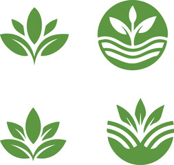 Set of green organic logo
