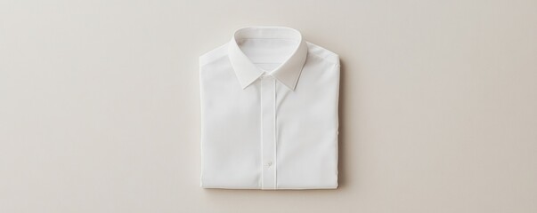 A blank white formal shirt with short sleeves and a button-down collar, laid out against a neutral background. The simple design is perfect for office wear or casual occasions.