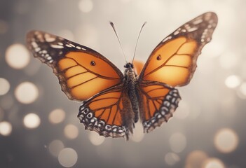 isolated butterfly orange render illustration garden design macro designer isolation flap stripes open summer yellow colours high flower monarch cute flutter green colourful white wing spring fly