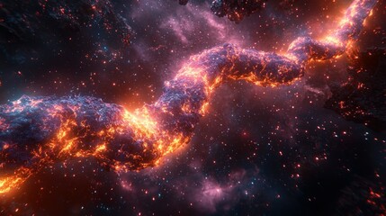 Obraz premium Cosmic Inferno: A Fiery River in the Stellar Sea