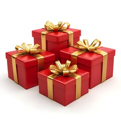 Fototapeta premium Colorful Red Gifts with Golden Ribbons for Holiday Celebrations