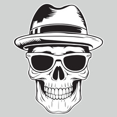 A skull with a skull and a black background with spots