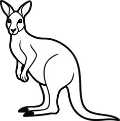 Outline Illustration of a Kangaroo in Side Profile with Clear Details