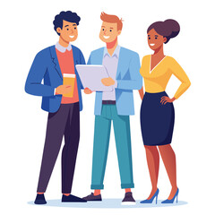 three-diverse-business-partners-standing-and-discus vector image on white background