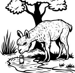 Fototapeta premium alpaca, giraffe, animal, cartoon, wild, safari, vector, zoo, illustration, mammal, animals, nature, wildlife, zebra, neck, cute, tall, funny, baby, drawing, jungle, art, design, set, fun, elephant