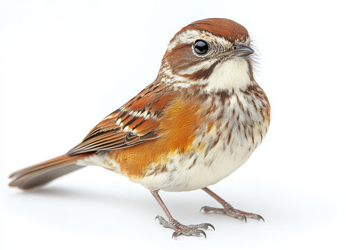 image of a detailed and colorful sparrow isolated on a pure white background showcasing intricate feather details and vibrant colors