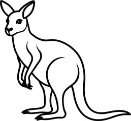Outline Illustration of a Kangaroo in Side Profile with Clear Details