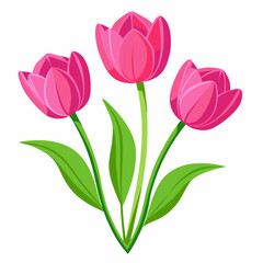Fototapeta premium bouquet of pink tulips Vector icon illustration silhouette Graphics design white background
