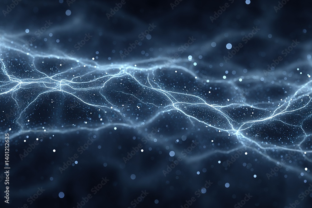 Canvas Prints dynamic blue electric network with glowing particles in dark background