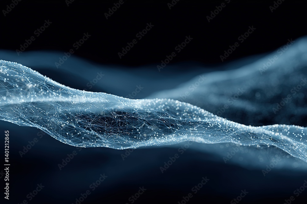 Poster digital wave representation illustrates the beauty of data flow and connectivity in a futuristic con