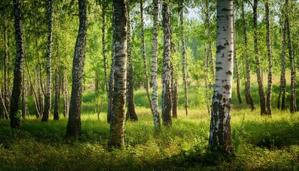 Obraz premium birch trees in a summer forest