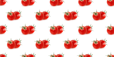 Seamless pattern of ripe red tomatoes on white background