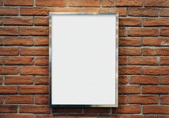Blank white frame on red brick wall ready for custom art or advertisement