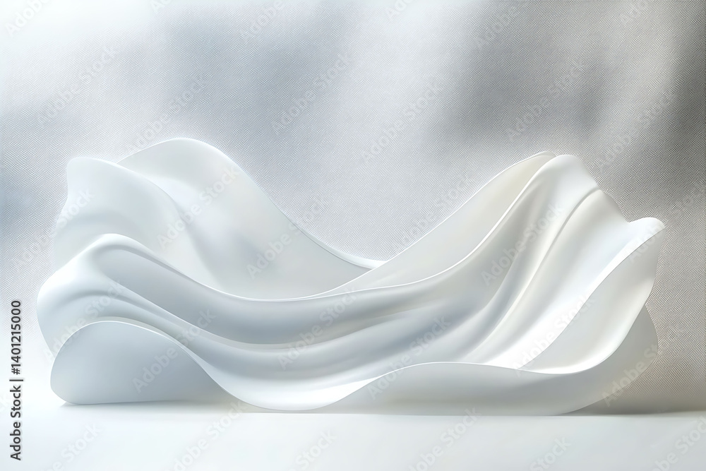 Poster minimalist abstract white waves forming a soft ripple effect on a clean white surface