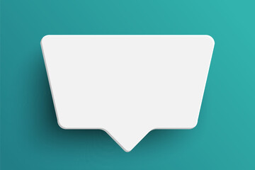 White trapezoid speech bubble on green background