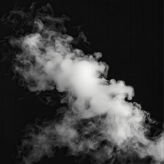 A swirling cloud of white smoke against a dark background, creating a mysterious and ethereal atmosphere.