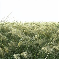 Lush Green Field of Wheat Gently Swaying Under Bright Blue Sky in Summer Time Capturing Nature's Vibrant Colors and Textures